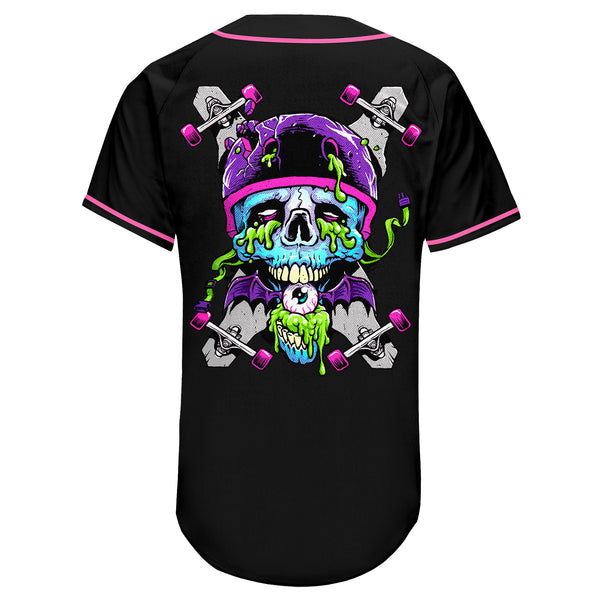 Custom Black Light Blue-Pink Authentic Skull Fashion Baseball