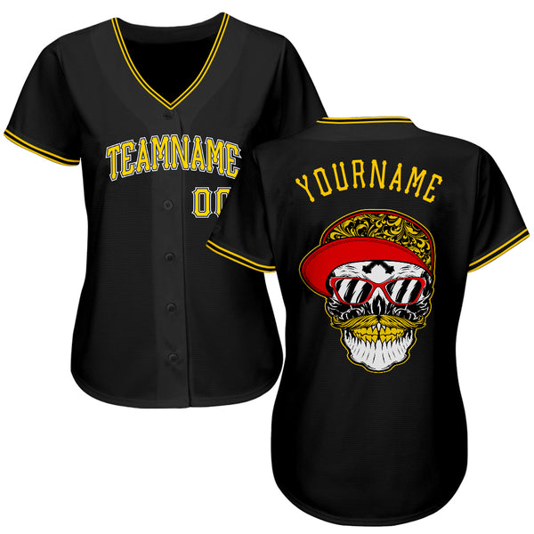 Custom Black Gold-White Authentic Baseball Jersey Discount