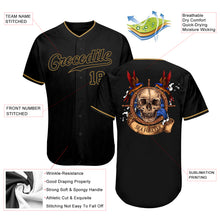 Загрузить изображение в средство просмотра галереи, Custom Black Black-Old Gold Authentic Skull Fashion Baseball Jersey
