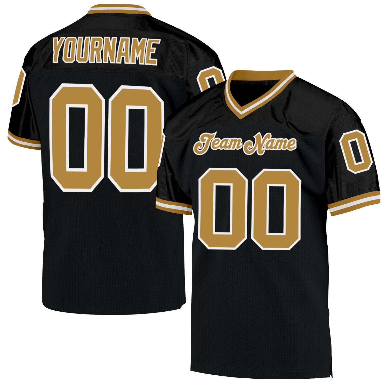 Custom Old Gold White-Black Mesh Authentic Football Jersey Football  Authentic Mesh – CustomJerseysPro