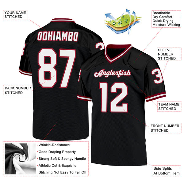 Cheap Custom Cardinal Black-White Mesh Split Fashion Football Jersey Free  Shipping – CustomJerseysPro