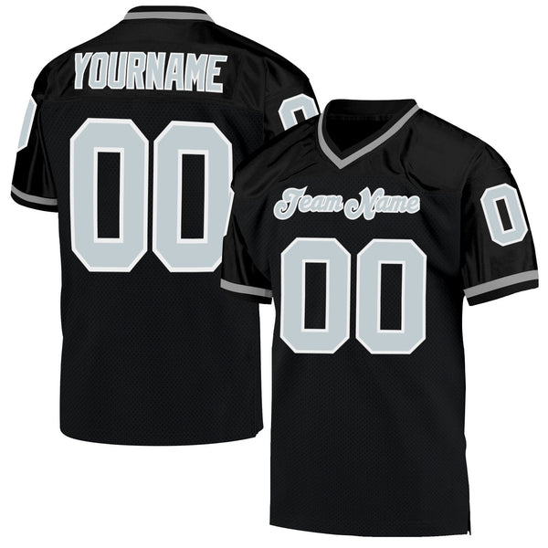 Cheap Custom White Silver-Black Mesh Authentic Throwback Football