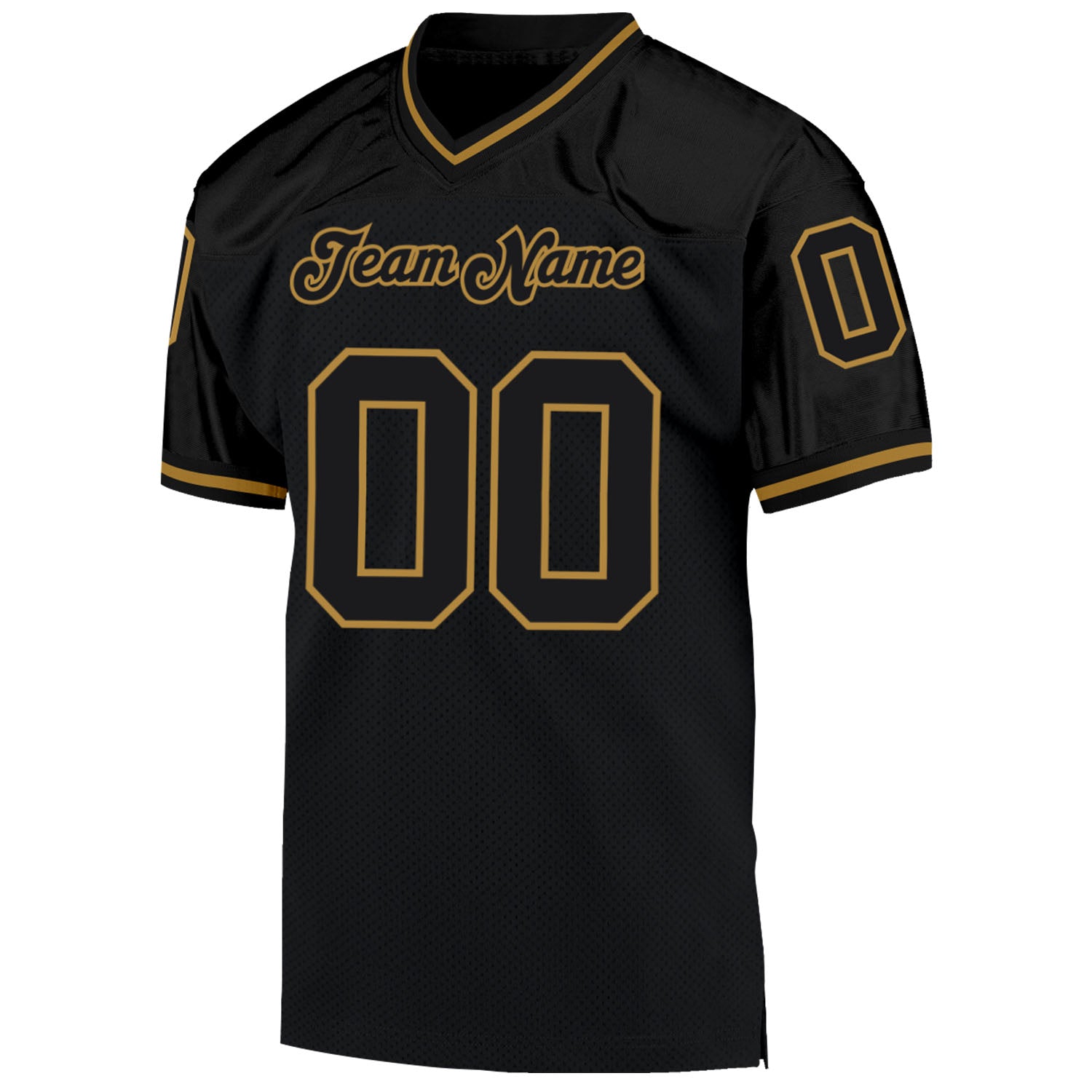 Custom Old Gold Red-Black Mesh Authentic Football Jersey