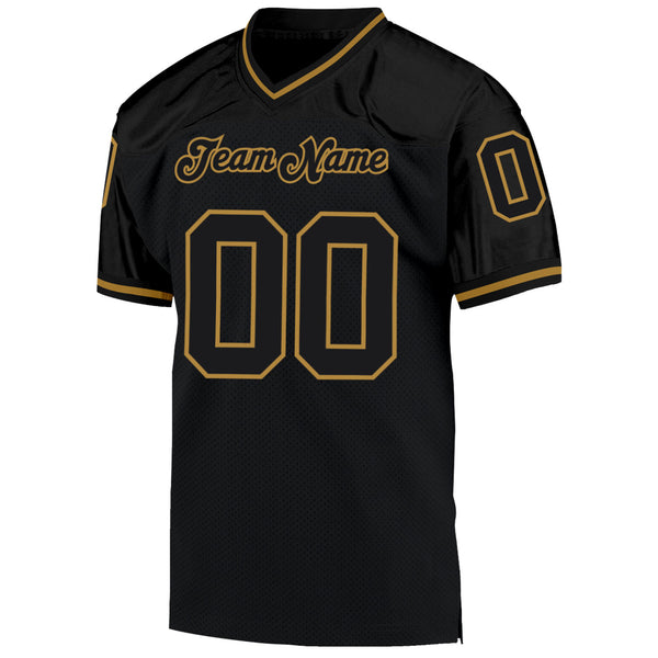 Custom Black Gold-White Mesh Authentic Football Jersey – CustomJerseysPro