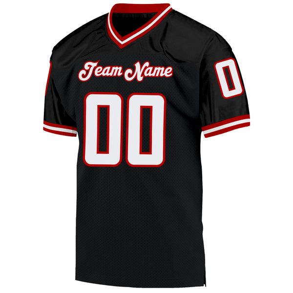 Custom Black Red-White Authentic Football Jersey Youth Size:S