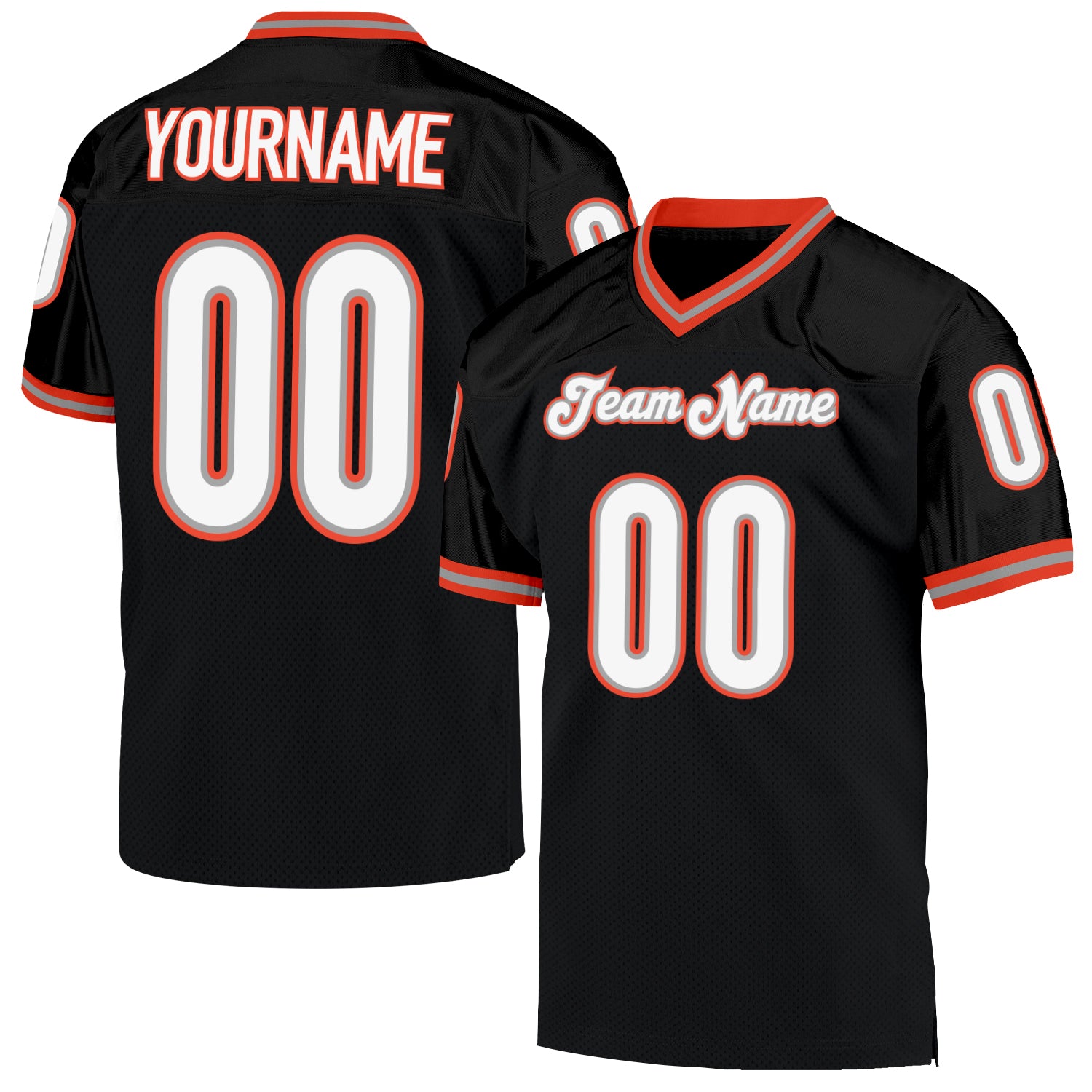 Cheap Custom White Black-Orange Mesh Authentic Throwback Football