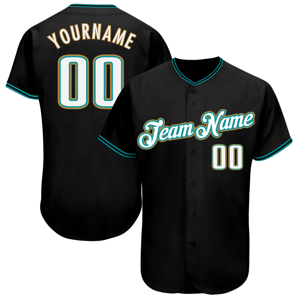 Custom White Black-Aqua Baseball Jersey