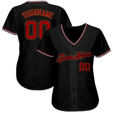 Custom Black Red-Old Gold Authentic Baseball Jersey