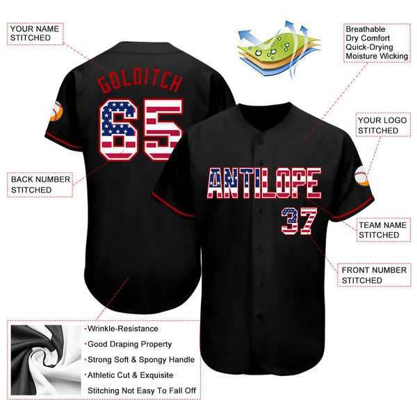 Cheap Custom Black USA Flag-Red Authentic Baseball Jersey Free Shipping –  CustomJerseysPro