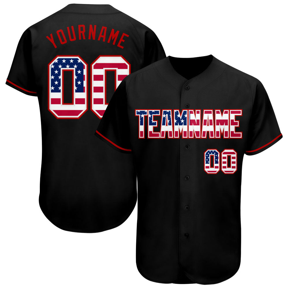 Cheap Custom Black USA Flag-Red Authentic Baseball Jersey Free Shipping –  CustomJerseysPro