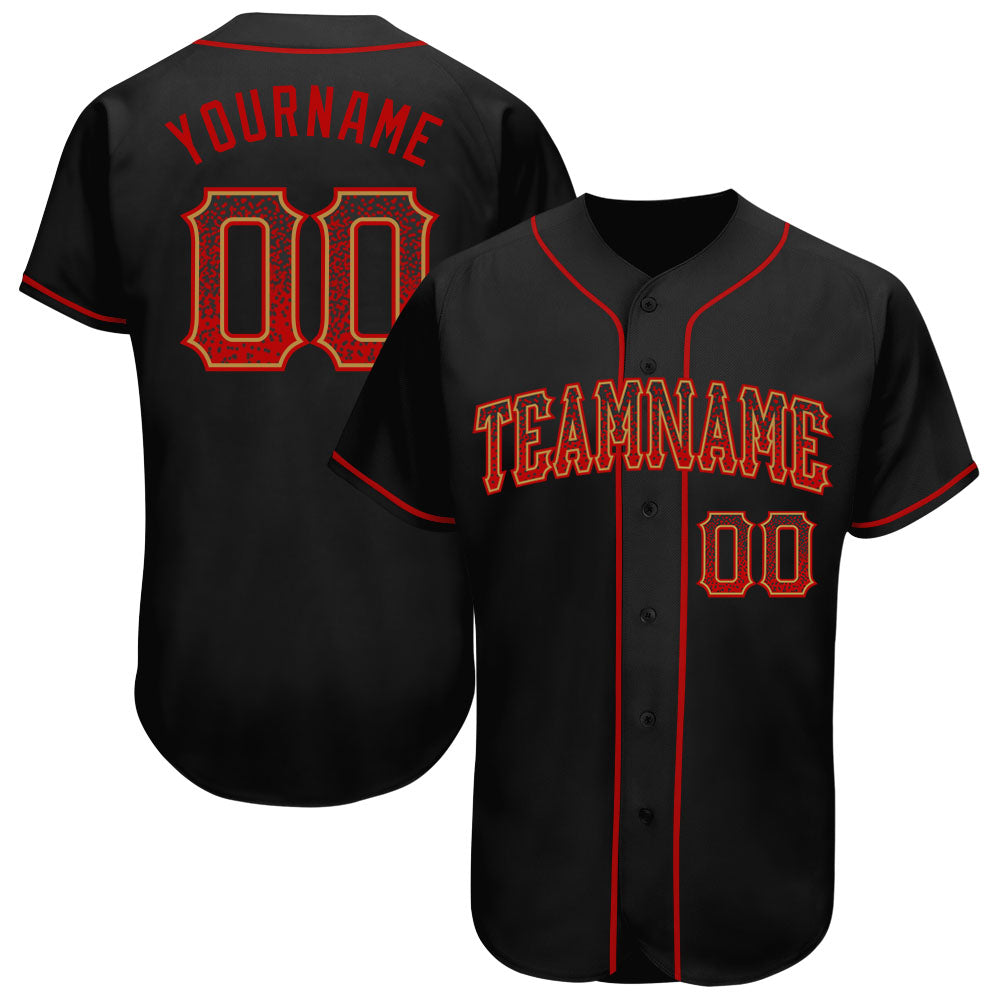 Custom Old Gold Red-Black Authentic Drift Fashion Baseball Jersey