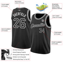 Laden Sie das Bild in den Galerie-Viewer, Custom Black White Pinstripe Black-White Authentic Basketball Jersey
