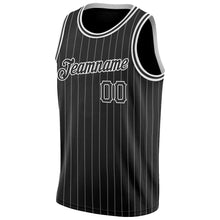 Laden Sie das Bild in den Galerie-Viewer, Custom Black White Pinstripe Black-White Authentic Basketball Jersey
