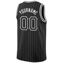 Laden Sie das Bild in den Galerie-Viewer, Custom Black White Pinstripe Black-White Authentic Basketball Jersey
