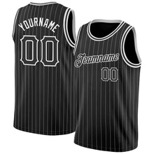 Laden Sie das Bild in den Galerie-Viewer, Custom Black White Pinstripe Black-White Authentic Basketball Jersey
