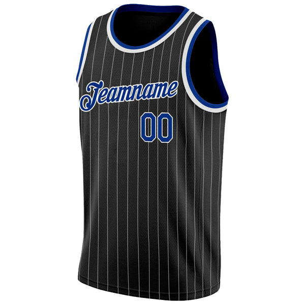 Cheap Custom Black White Pinstripe Royal-White Authentic Basketball Jersey  Free Shipping – CustomJerseysPro