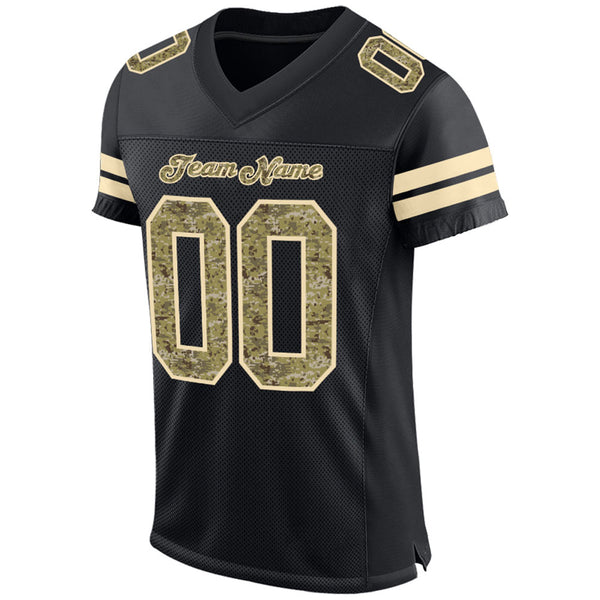 Cheap Custom Green Cream-Black Mesh Authentic Football Jersey Free Shipping  – CustomJerseysPro