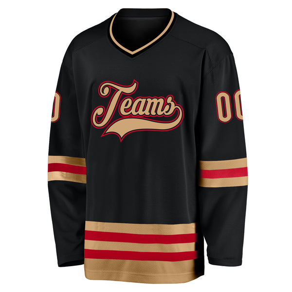 Cheap Custom Red Gold-White Hockey Jersey Free Shipping – CustomJerseysPro