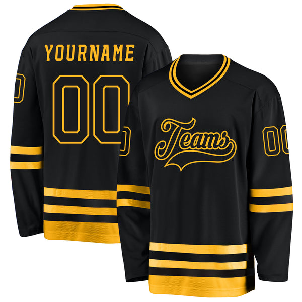 Black and cheap yellow hockey jersey