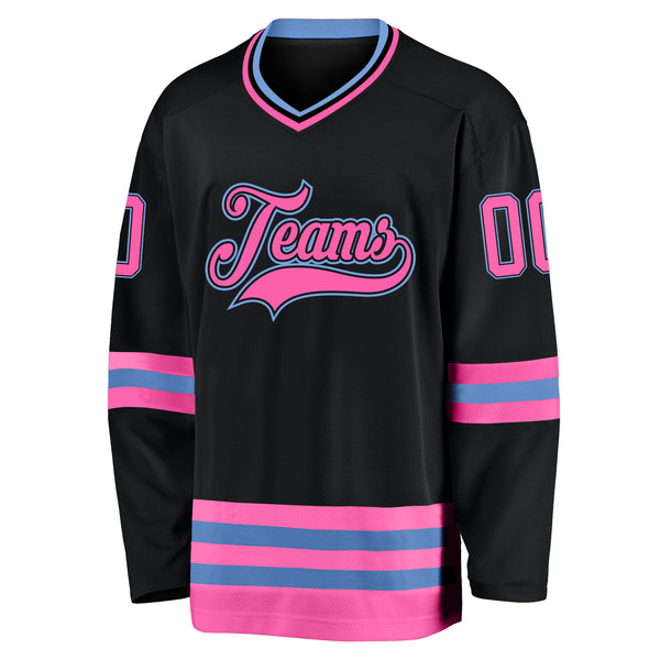 Cheap Custom Black Pink-Light Blue Mesh Authentic Football Jersey Free  Shipping – CustomJerseysPro