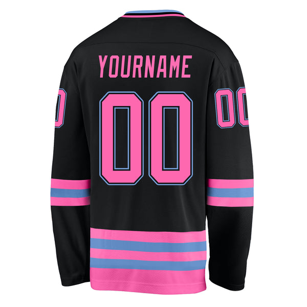 Cheap Custom Black Hot Pink-White Hockey Jersey Free Shipping