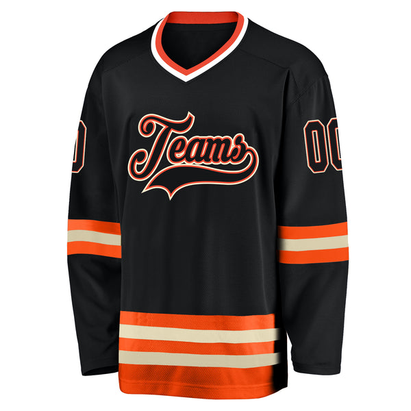 Cheap Custom Black Black-Orange Hockey Jersey Free Shipping –  CustomJerseysPro