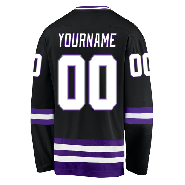 Cheap Custom Black White-Purple Hockey Jersey Free Shipping