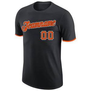 Custom Black Orange-White Performance T-Shirt