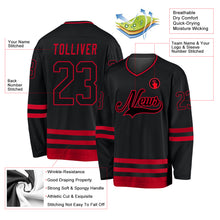 Laden Sie das Bild in den Galerie-Viewer, Custom Black Black-Red Hockey Jersey
