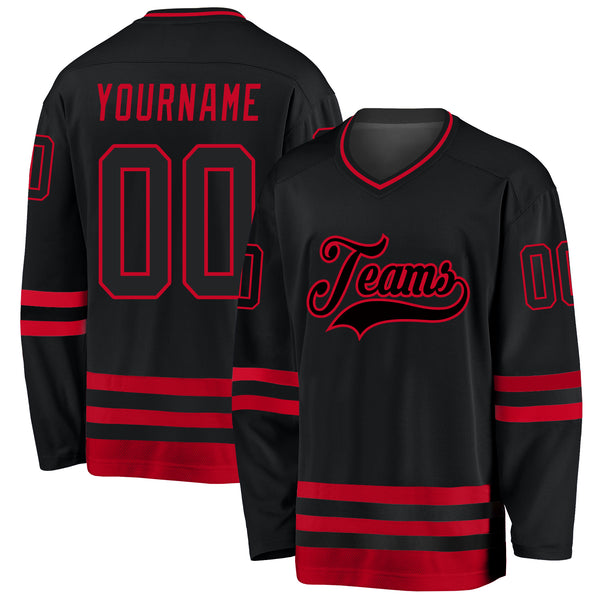 Custom Light Blue Red-Navy Hockey Jersey Discount