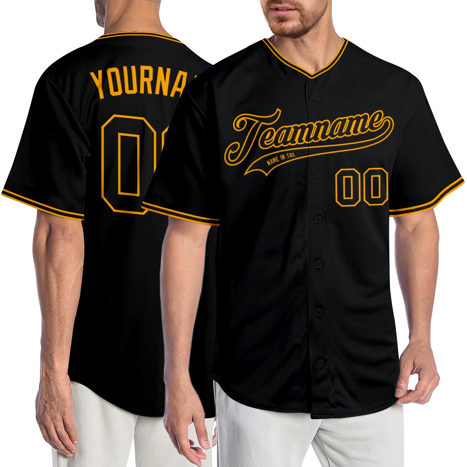 Custom Black Gold Yellow Custom Baseball Jerseys For Men &