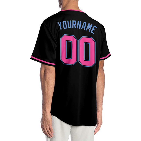 Cheap Custom Black Pink-Light Blue Authentic Baseball Jersey Free Shipping  – CustomJerseysPro