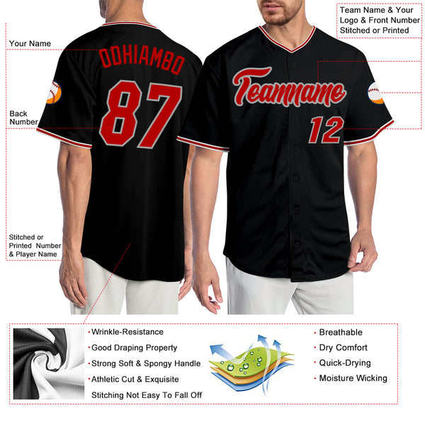 Cheap Custom Steel Gray Red-Black Authentic Baseball Jersey Free Shipping –  CustomJerseysPro