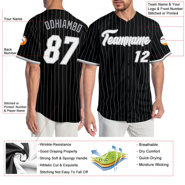 Custom Team Gray Baseball Authentic Black Jersey Black