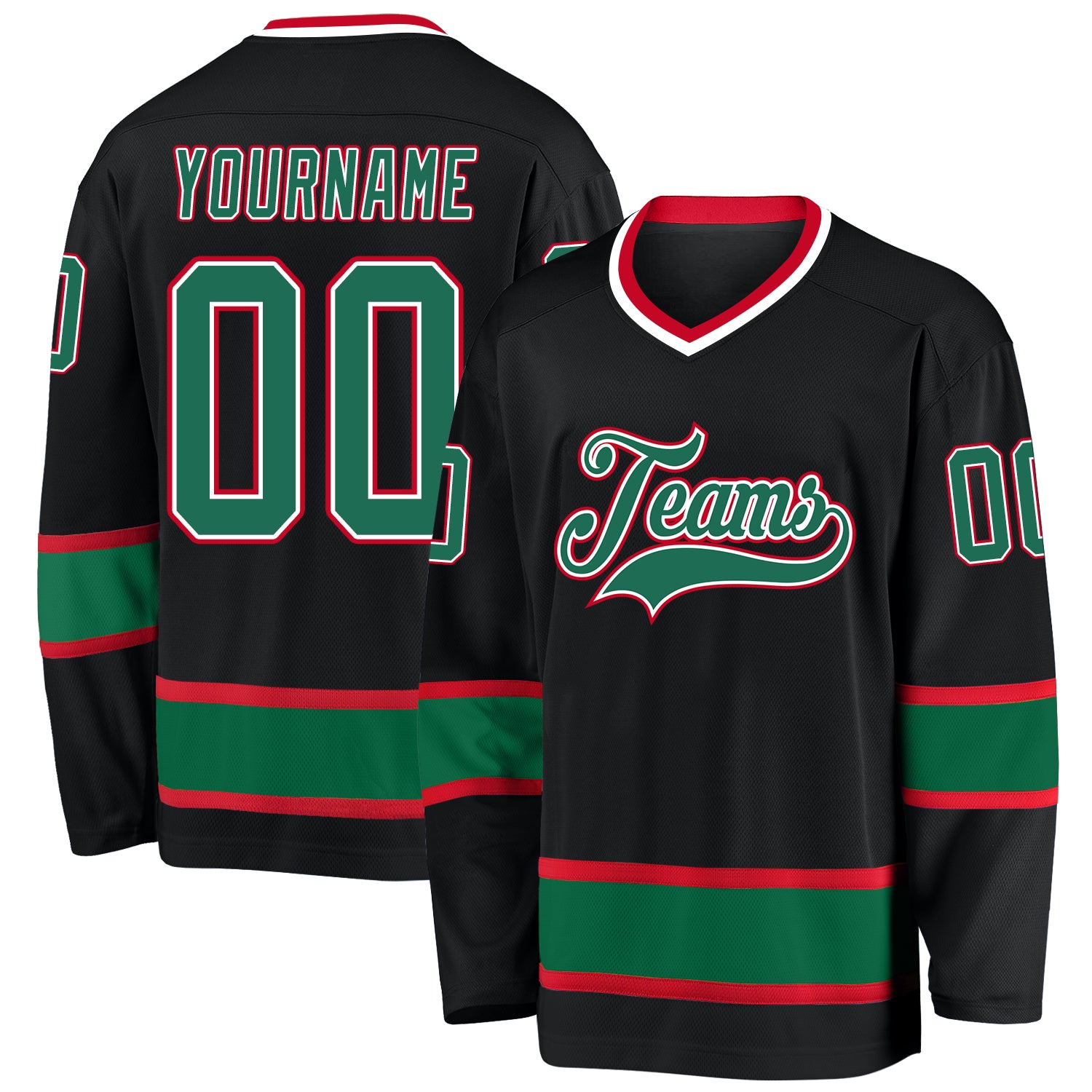 Cheap Custom Cream Kelly Green-Red Hockey Jersey Free Shipping