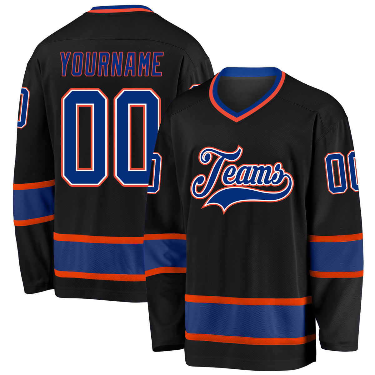 Cheap Custom Black Royal-Orange Hockey Jersey Free Shipping ...