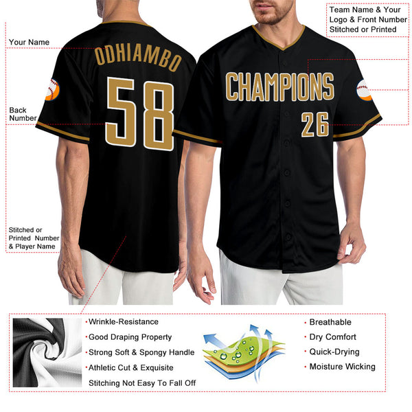 Cheap Custom Old Gold Black-White Authentic Baseball Jersey Free Shipping –  CustomJerseysPro