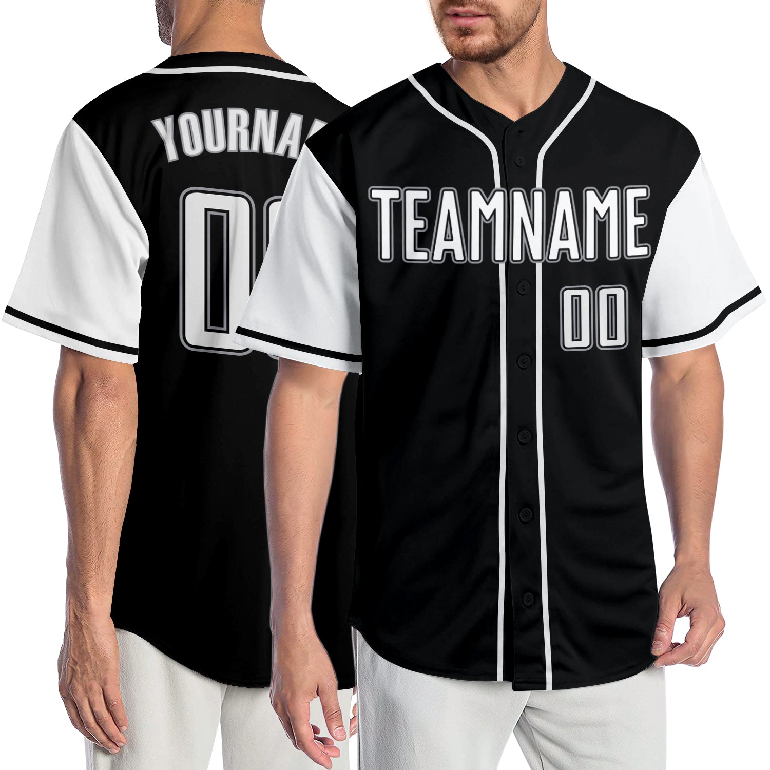 Black White-Gray CUSTOM Baseball Jersey -  Worldwide Shipping