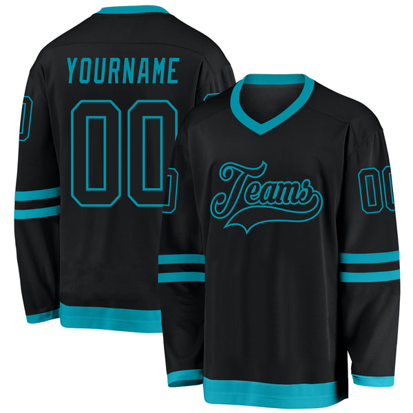 Cheap Custom Black Black-Teal Hockey Jersey Free Shipping – CustomJerseysPro