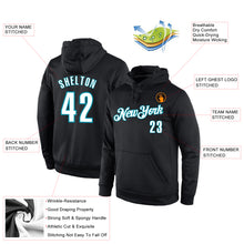 Charger l&#39;image dans la galerie, Custom Stitched Black White-Teal Sports Pullover Sweatshirt Hoodie
