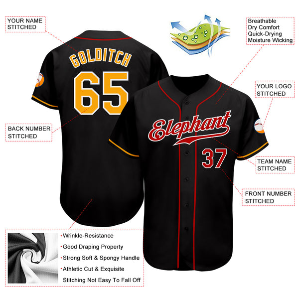 Cheap Custom Gold Black-Red Authentic Baseball Jersey Free Shipping –  CustomJerseysPro