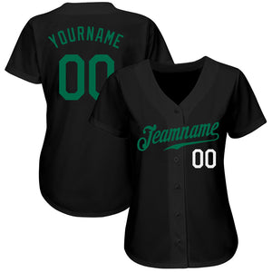 Custom Black Kelly Green-White Authentic Baseball Jersey