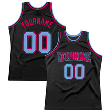 Load image into Gallery viewer, Custom Black Light Blue-Pink Authentic Throwback Basketball Jersey
