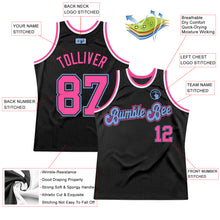 Load image into Gallery viewer, Custom Black Pink-Light Blue Authentic Throwback Basketball Jersey
