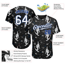 Загрузить изображение в средство просмотра галереи, Custom Black White-Royal 3D Pattern Design Astronaut Authentic Baseball Jersey
