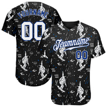 Загрузить изображение в средство просмотра галереи, Custom Black White-Royal 3D Pattern Design Astronaut Authentic Baseball Jersey
