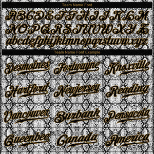 Custom Black Snakeskin Black-Old Gold 3D Pattern Design Authentic Baseball Jersey