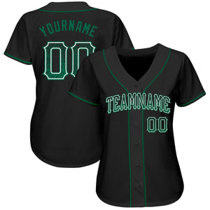 Custom Black Kelly Green-White Authentic Drift Fashion Baseball Jersey