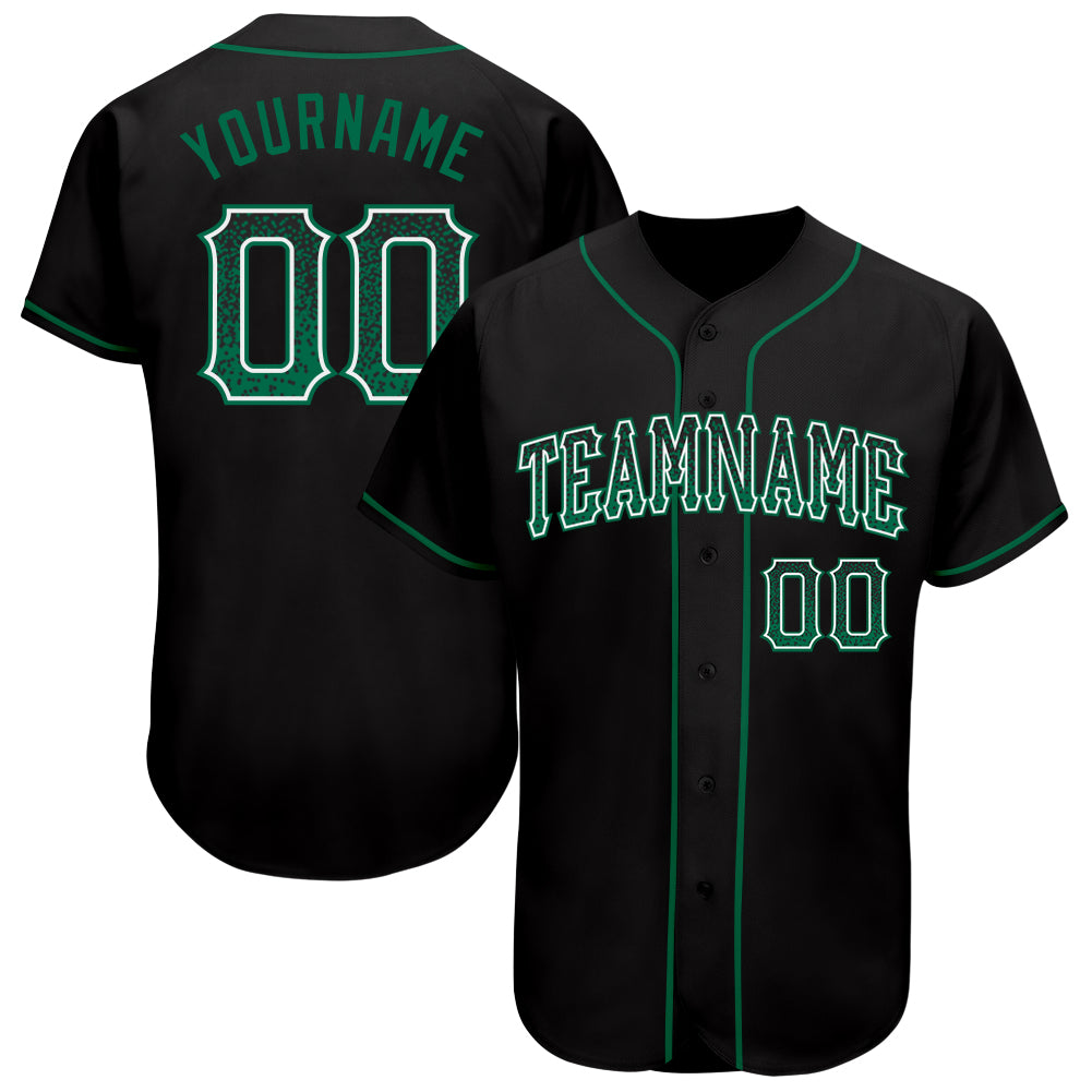 Custom Black Kelly Green-White Authentic Drift Fashion Baseball Jersey