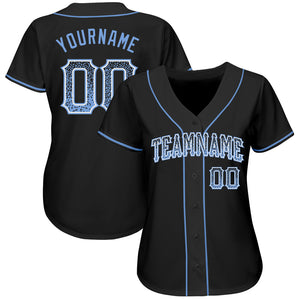 Custom Black Light Blue-White Authentic Drift Fashion Baseball Jersey